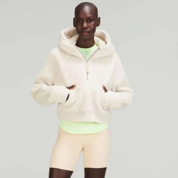 LULULEMON Scuba Oversized Half-Zip FLEECE Hoodie S/M White Opal - Picture 3 of 5